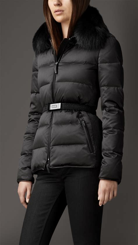 burberry fur trim puffer jacket|burberry jacket women.